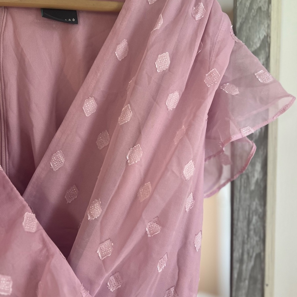 Pink Ruffled Wrap Dress - Picture 3 of 4
